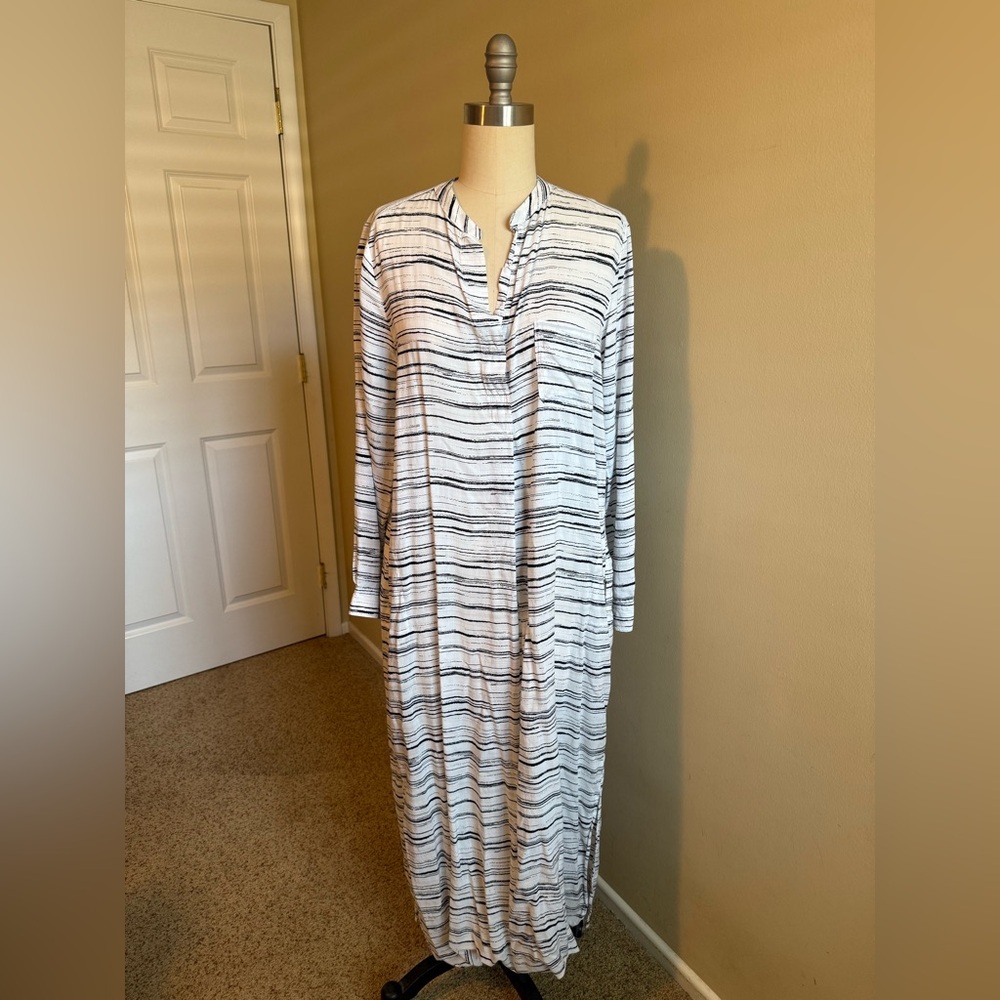 DKNY White and Black Striped Coverup